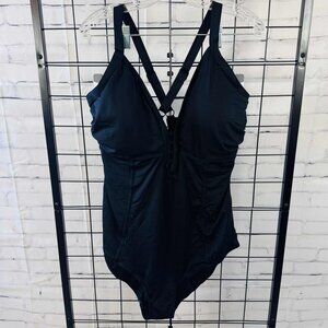 City Chic Black One-Piece Swimsuit – Size L (20)